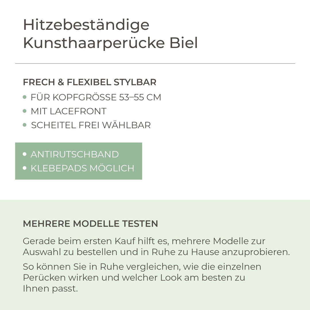 Hitzebeständige Kunsthaar-Perücke Biel - Milchkaffee
