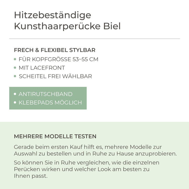 Hitzebeständige Kunsthaar-Perücke Biel - Milchkaffee