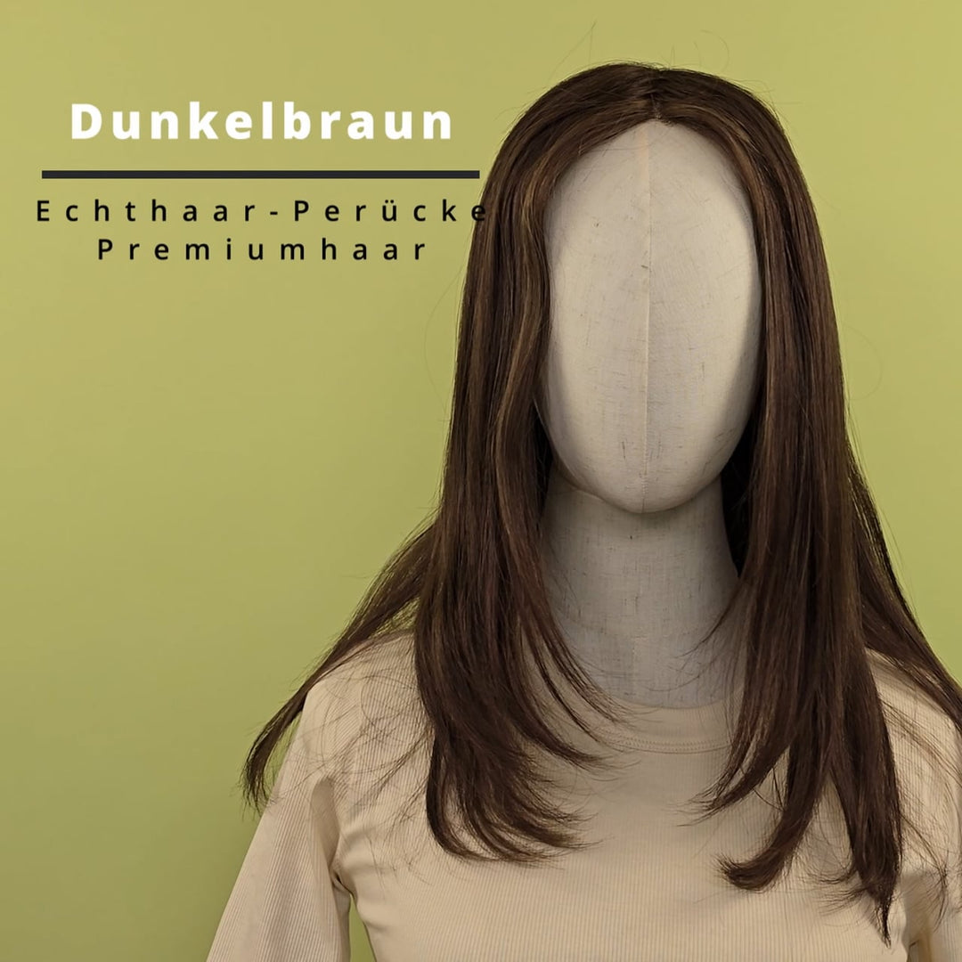 Echthaar-Perücke Luzern - Dunkelbraun