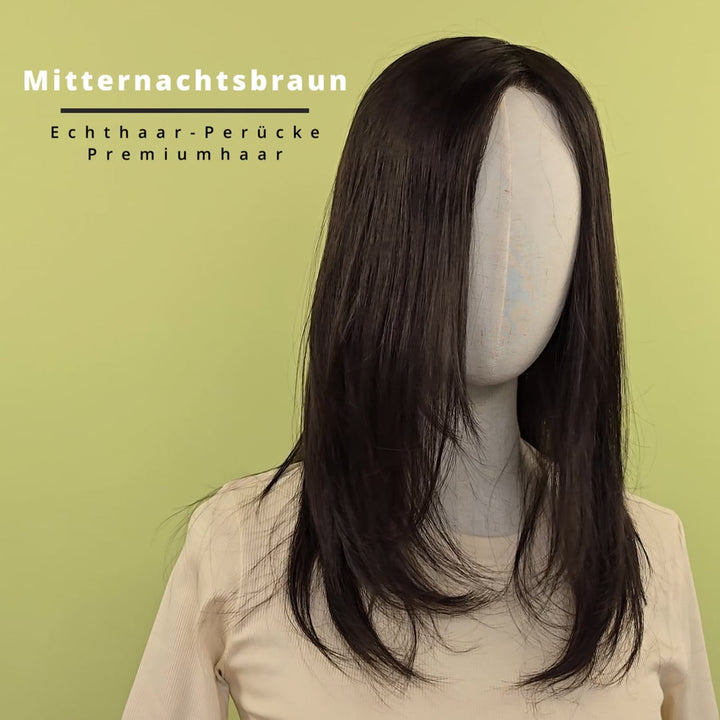 Echthaar-Perücke Luzern - Mitternachtsbraun