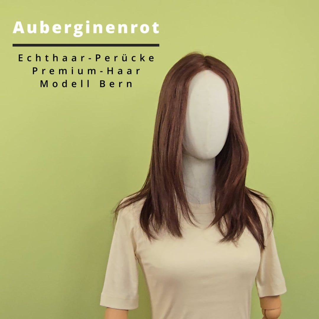 Echthaar-Perücke Bern - Auberginerot