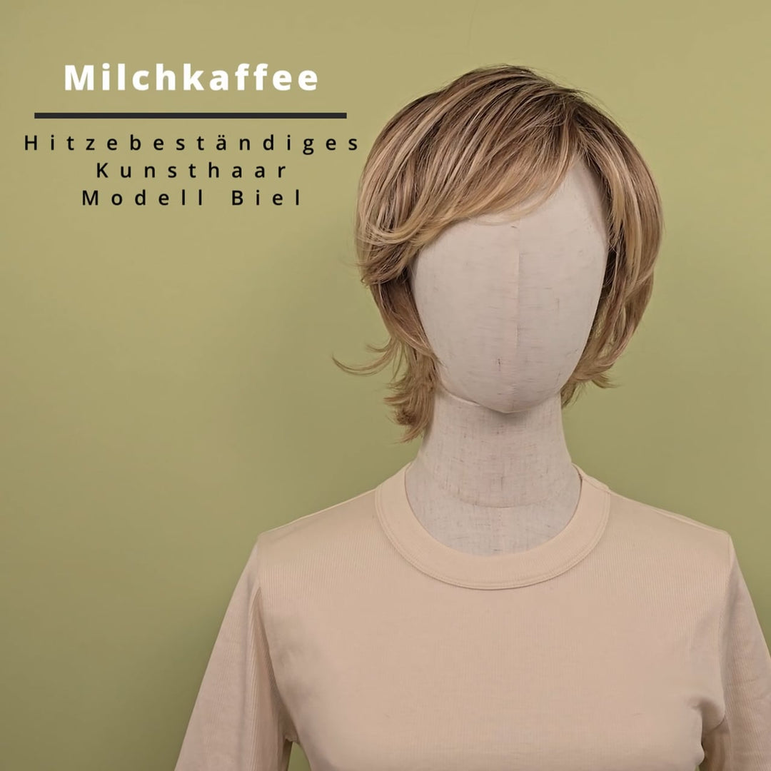 Hitzebeständige Kunsthaar-Perücke Biel - Milchkaffee