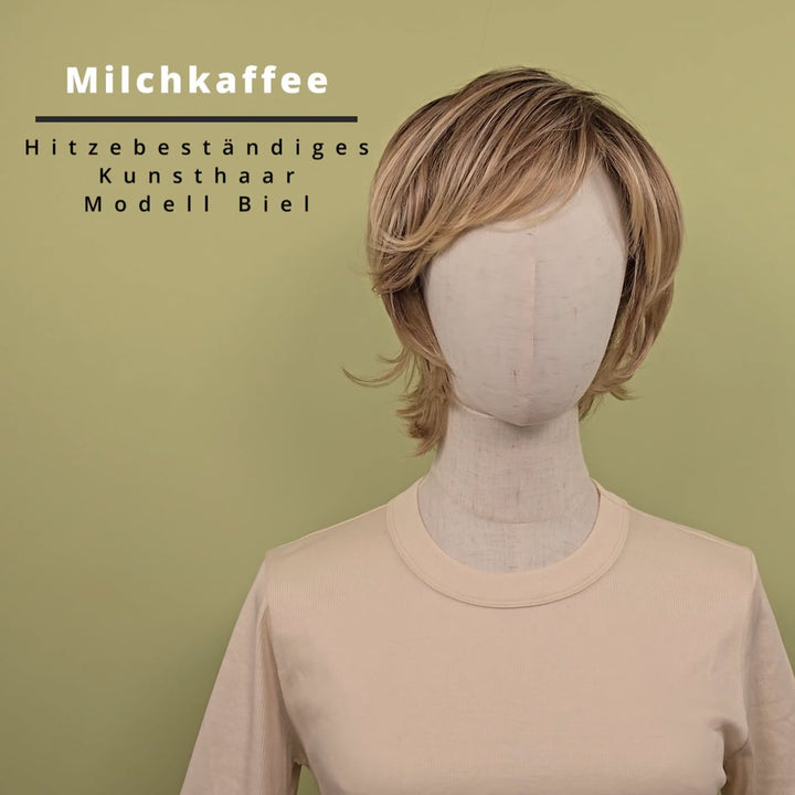 Hitzebeständige Kunsthaar-Perücke Biel - Milchkaffee