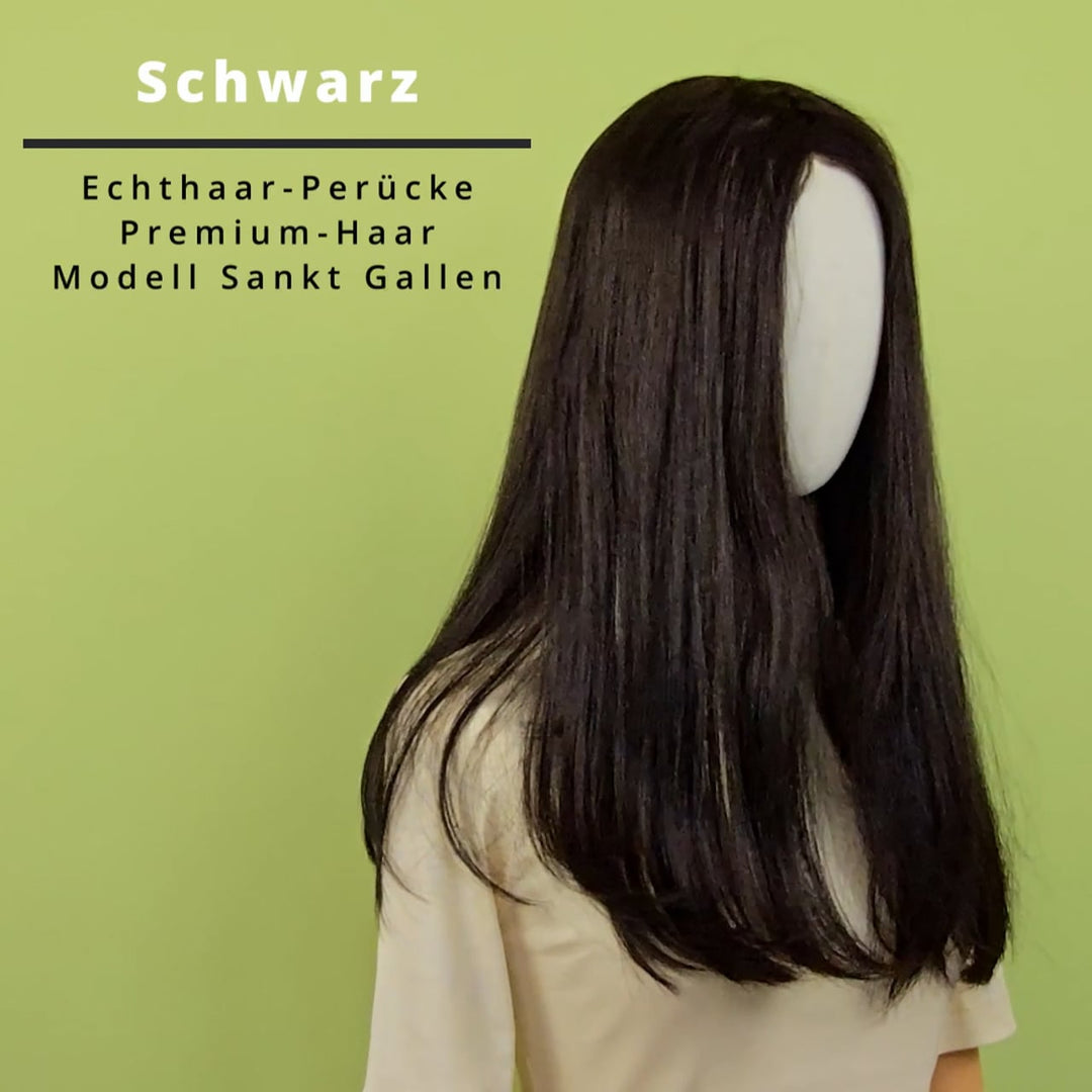 Echthaar-Perücke Sankt Gallen - Schwarz