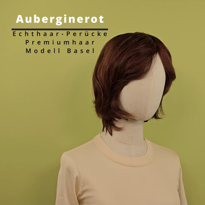 Echthaar-Perücke Basel - Auberginerot