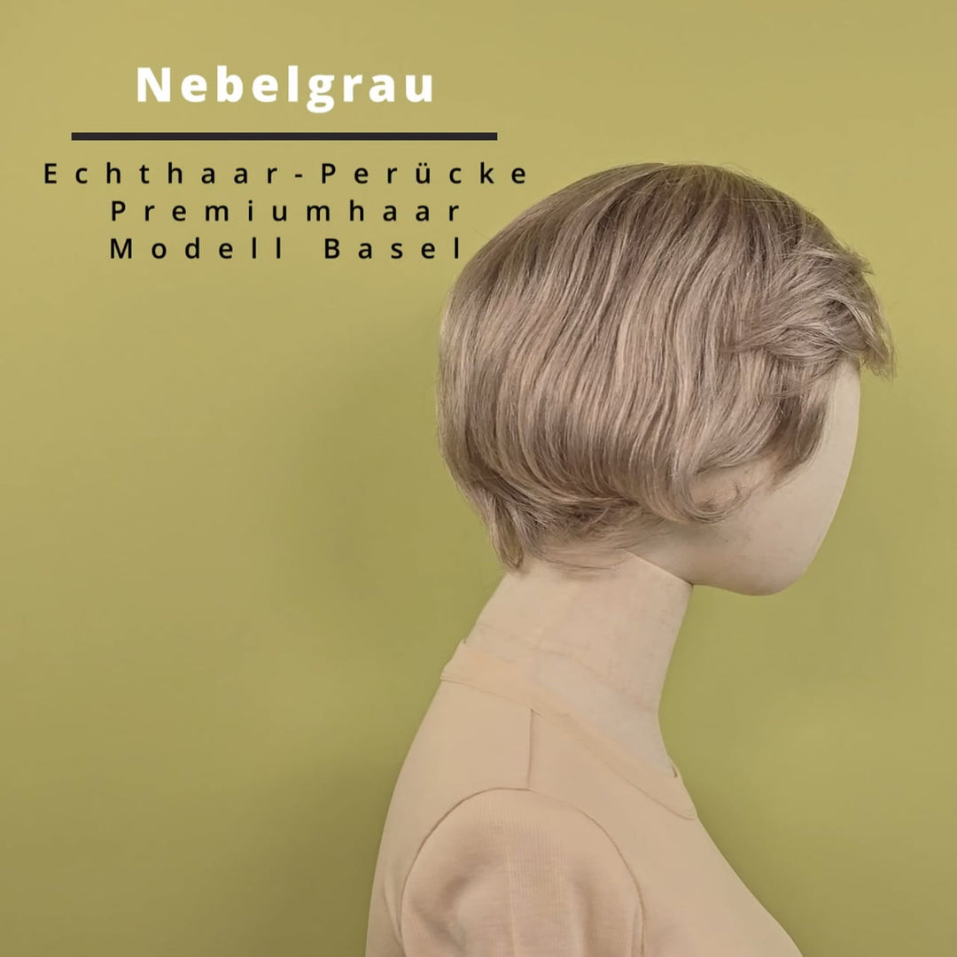 Echthaar-Perücke Basel - Nebelgrau