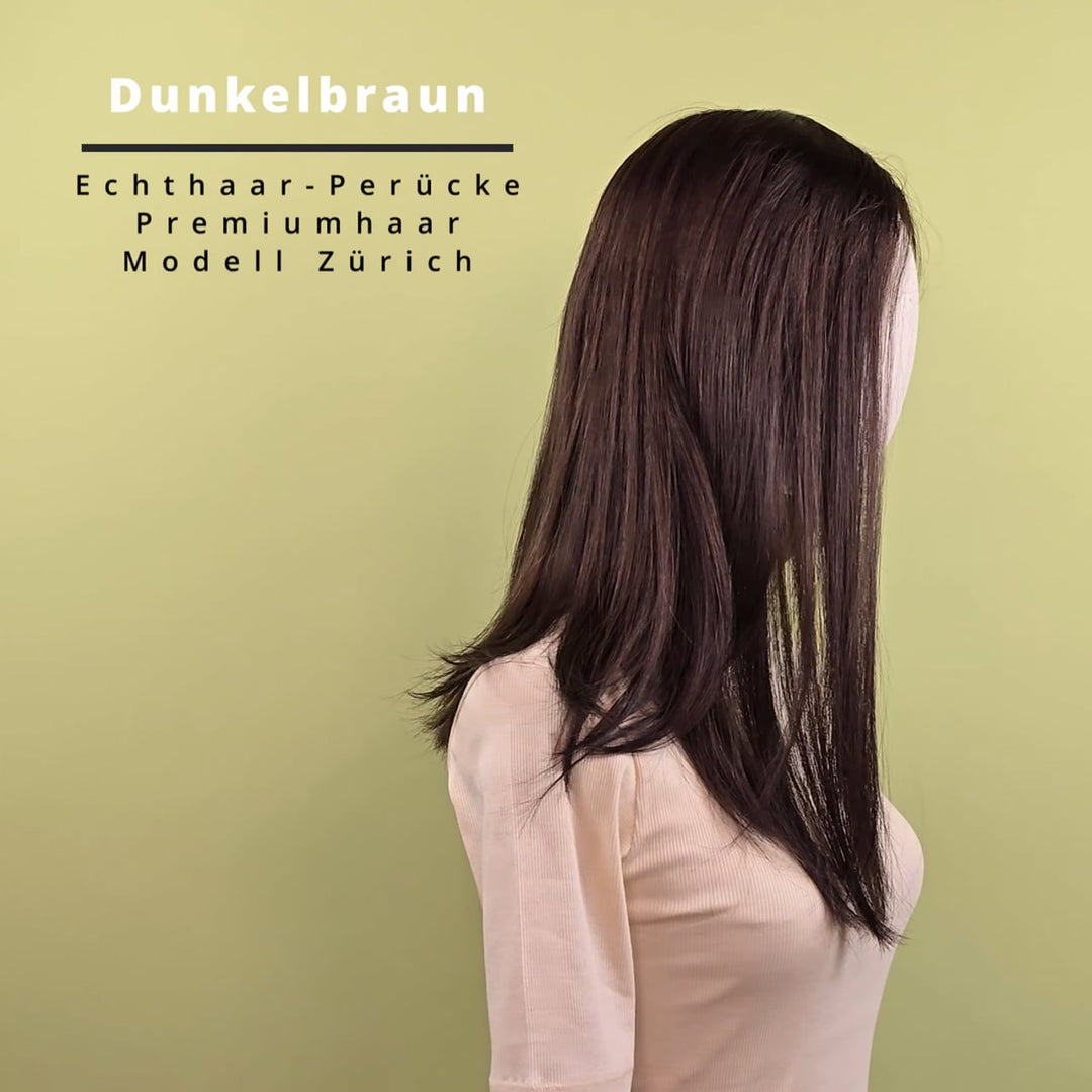 Echthaar-Perücke Zürich - Dunkelbraun