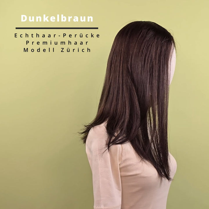 Echthaar-Perücke Zürich - Dunkelbraun