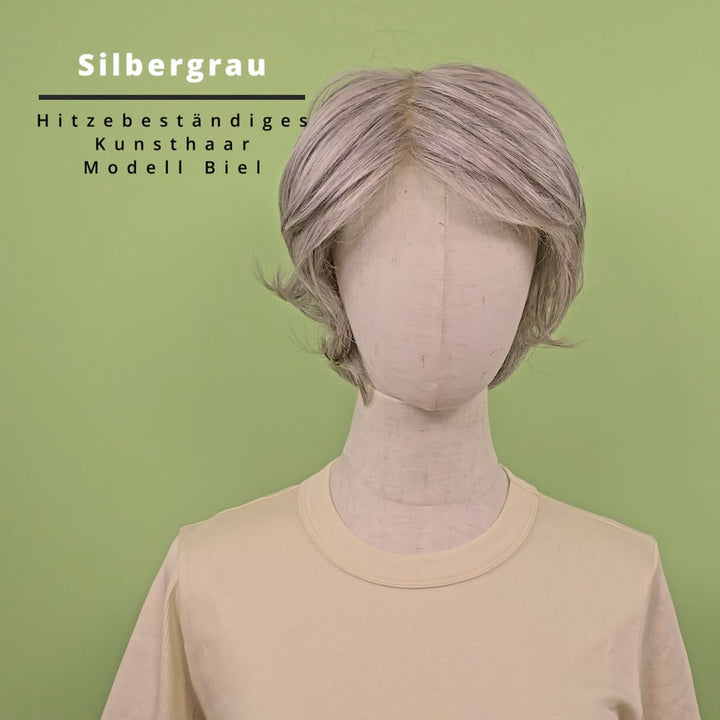 Hitzebeständige Kunsthaar-Perücke Biel - Silbergrau