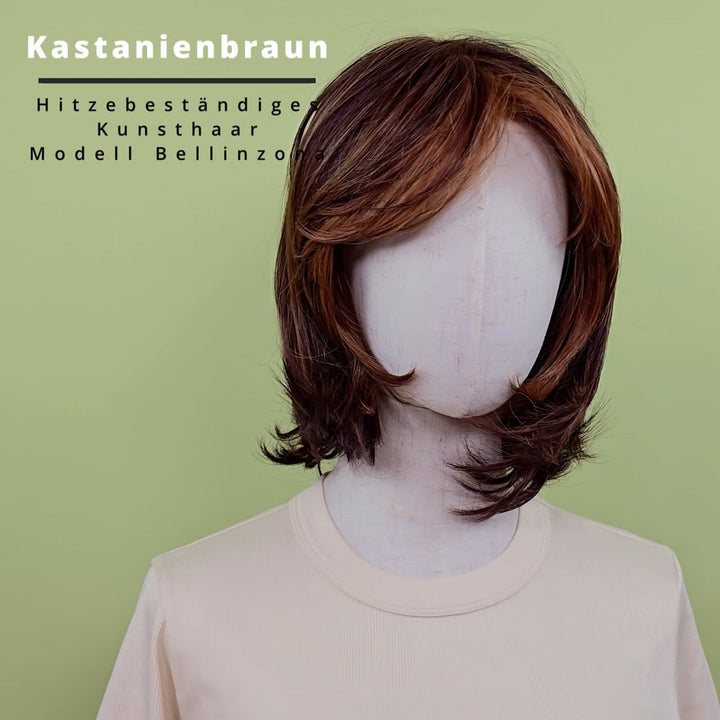 Hitzebeständige Kunsthaar-Perücke Bellinzona - Kastanienbraun