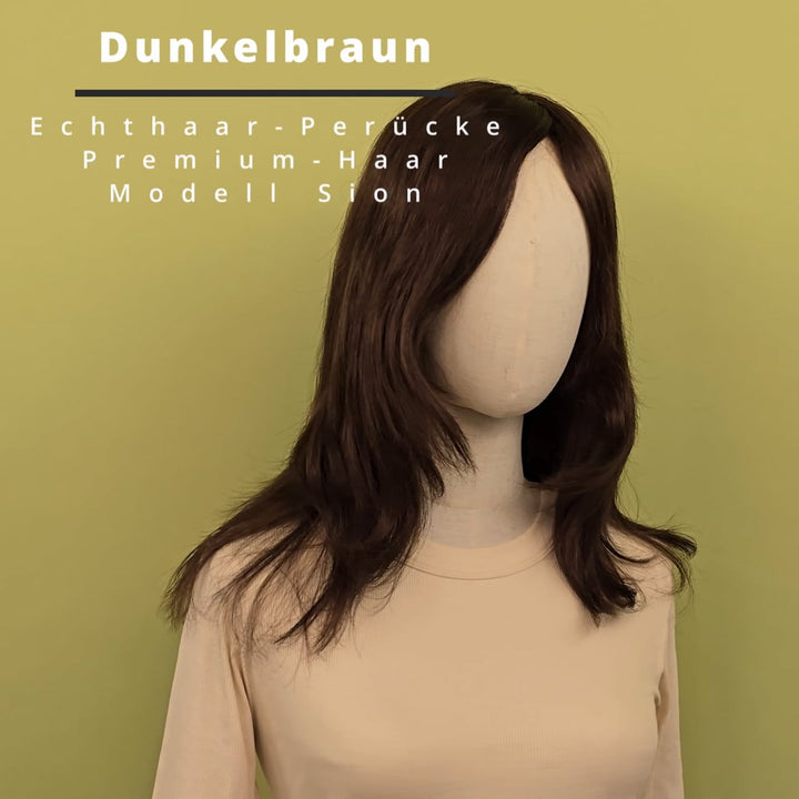 Echthaar-Perücke Sion - Dunkelbraun