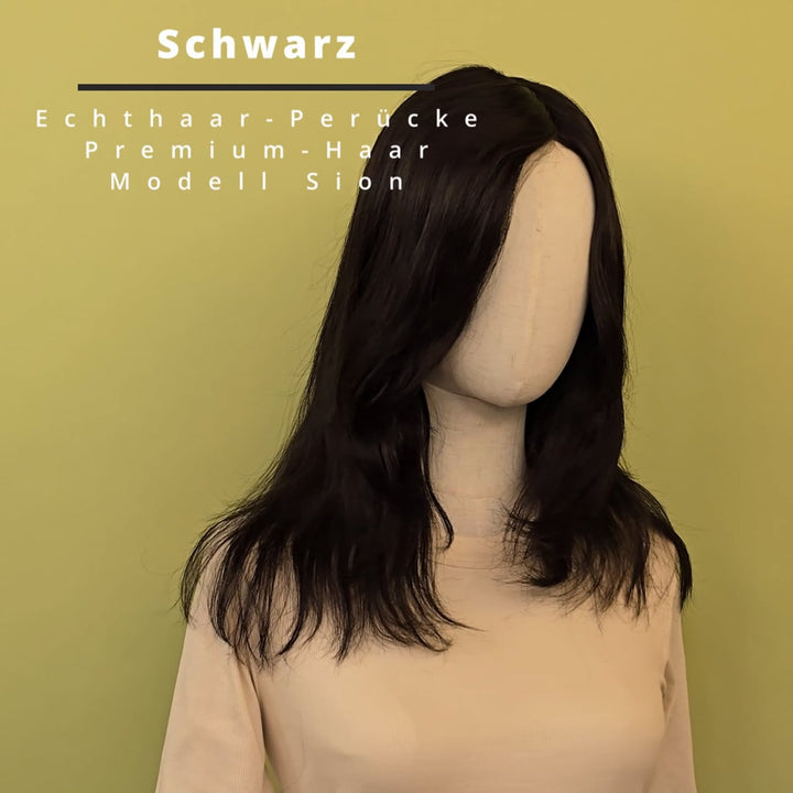 Echthaar-Perücke Sion - Schwarz